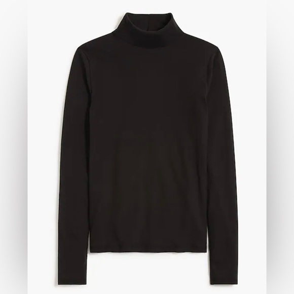 NWT J. Crew Ribbed Knitted Mock Top Black - Picture 3 of 6